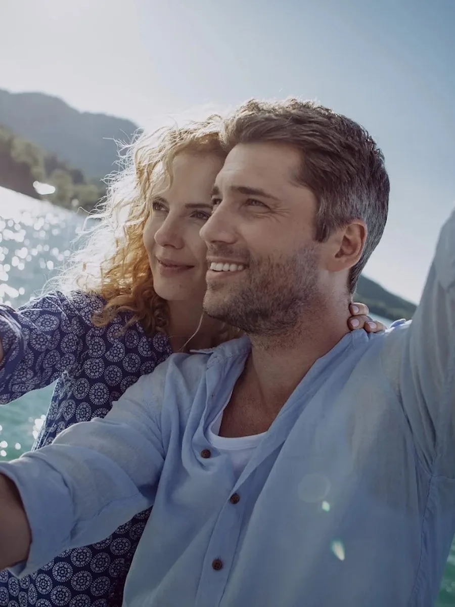 Mature couple by the water
